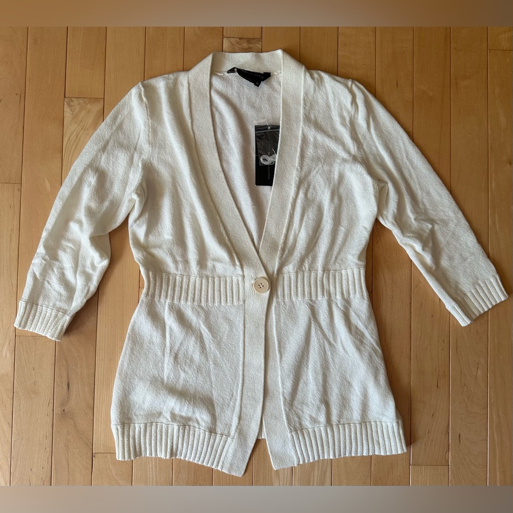 BCBGMaxAzria cream cardigan sweater with v-neck